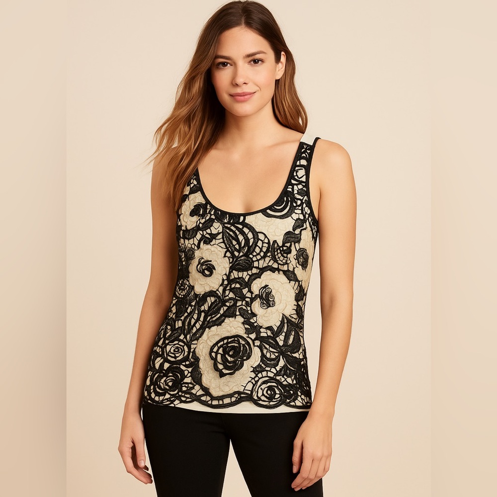 Express Black Lace Overlay Tank Top (Size M)